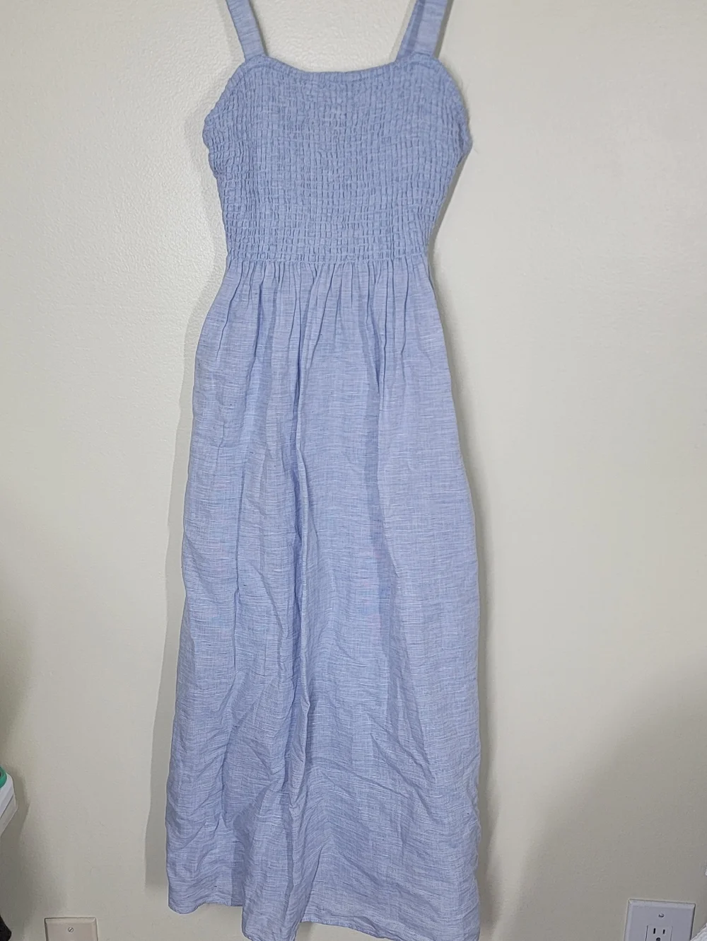 J. Crew Light Blue Smocked Midi Sundress